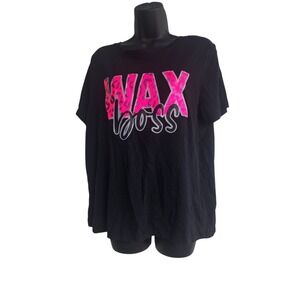Sonoma Goods For Life Womens Wax Boss Graphic Tee Black Pink Leopard Large